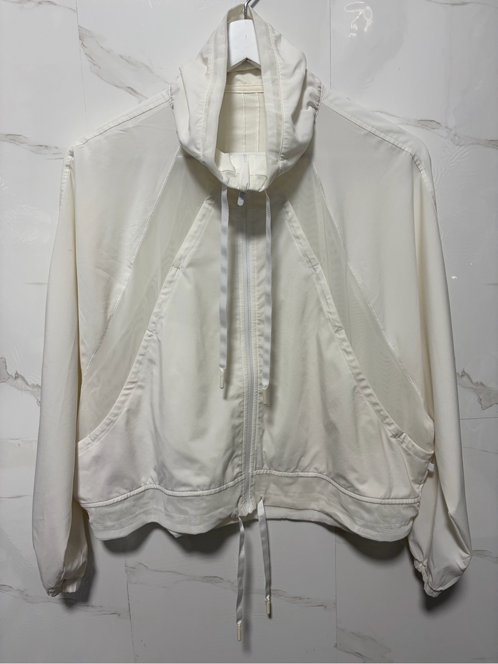 ALO Yoga Cream Lightweight Zip-Up Bomber Jacket